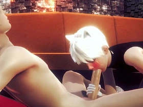 Yaoi Femboy - Alan Handjob and blowjob - Sissy Trap Crossdresser Anime Manga Japanese Asian Game Porn Gay japanese gay uncensored porn