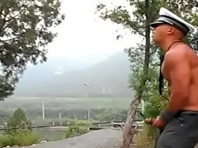 Chinese muscular guy jerking outdoor and load a huge cum from his monster dick korean gay porn video