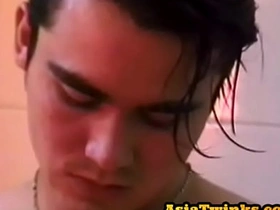 Asian handsome amateur twink jerks cock in the bathroom kong japan gay porn